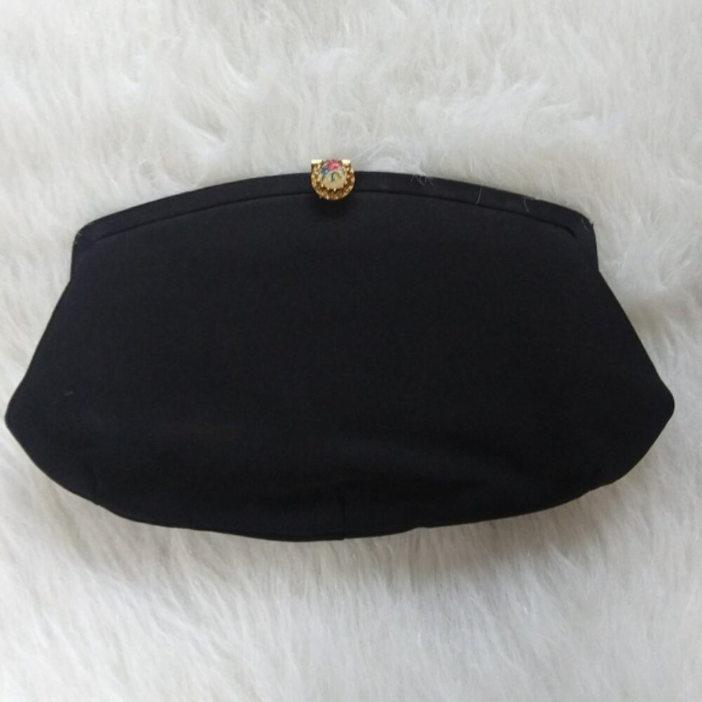 Vintage LA FRANCE Black Clutch w Chain